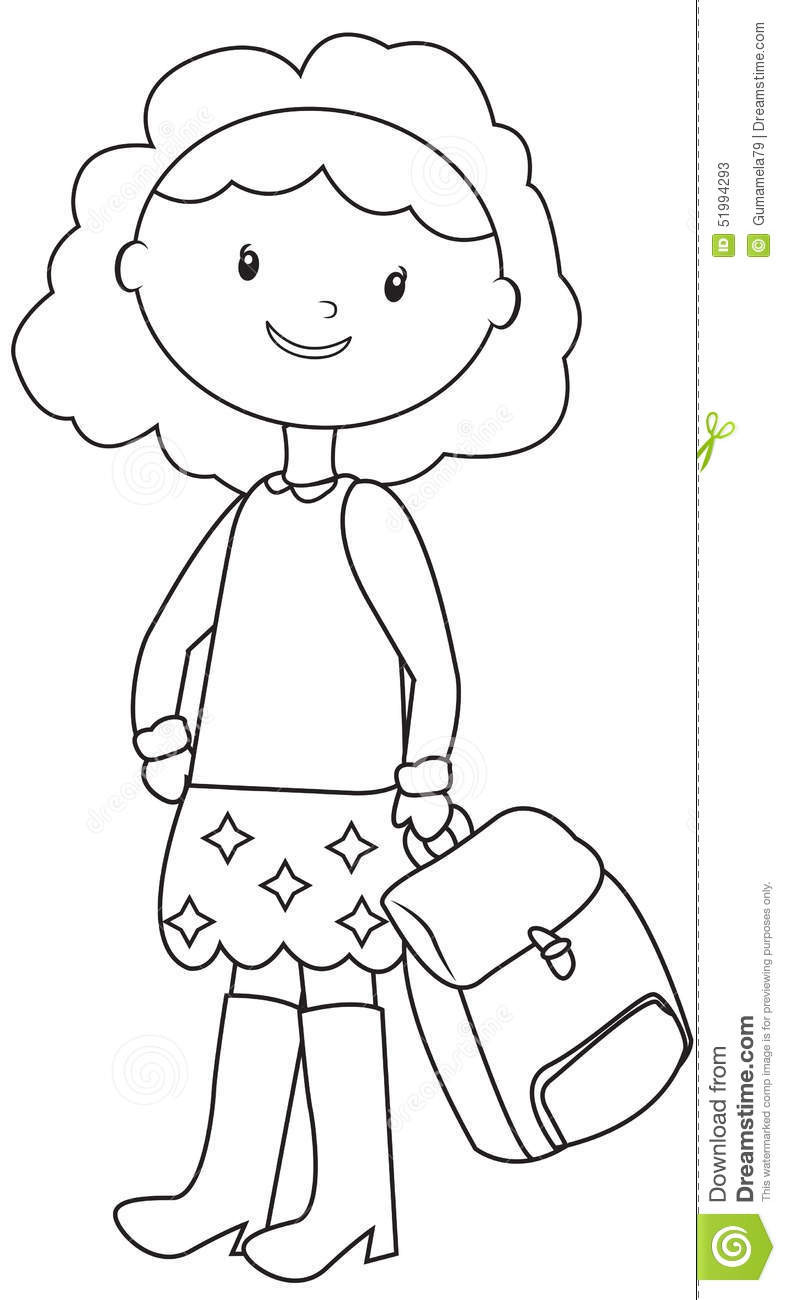 Coloring Book Pages Girls
 School girl coloring page stock illustration Illustration
