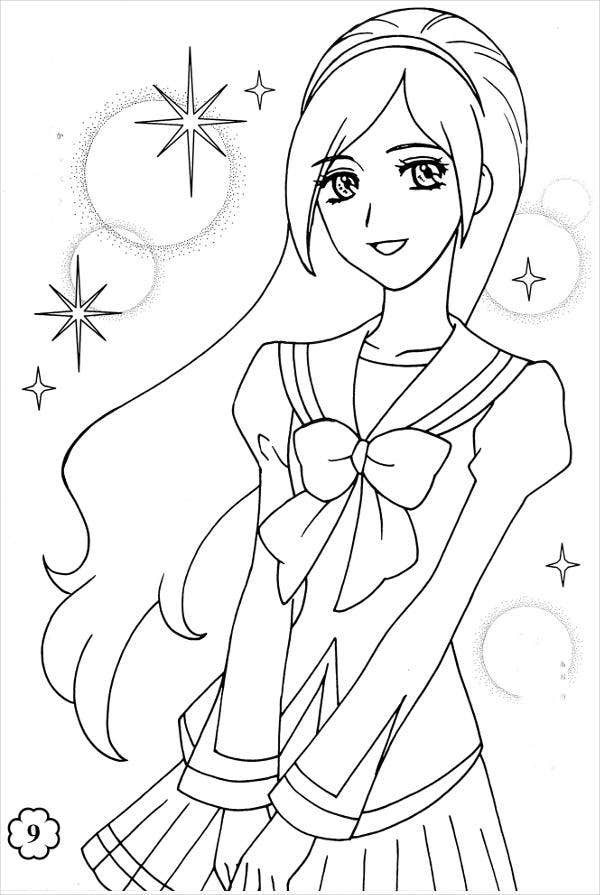 Coloring Book Pages Girls
 8 Anime Girl Coloring Pages PDF JPG AI Illustrator