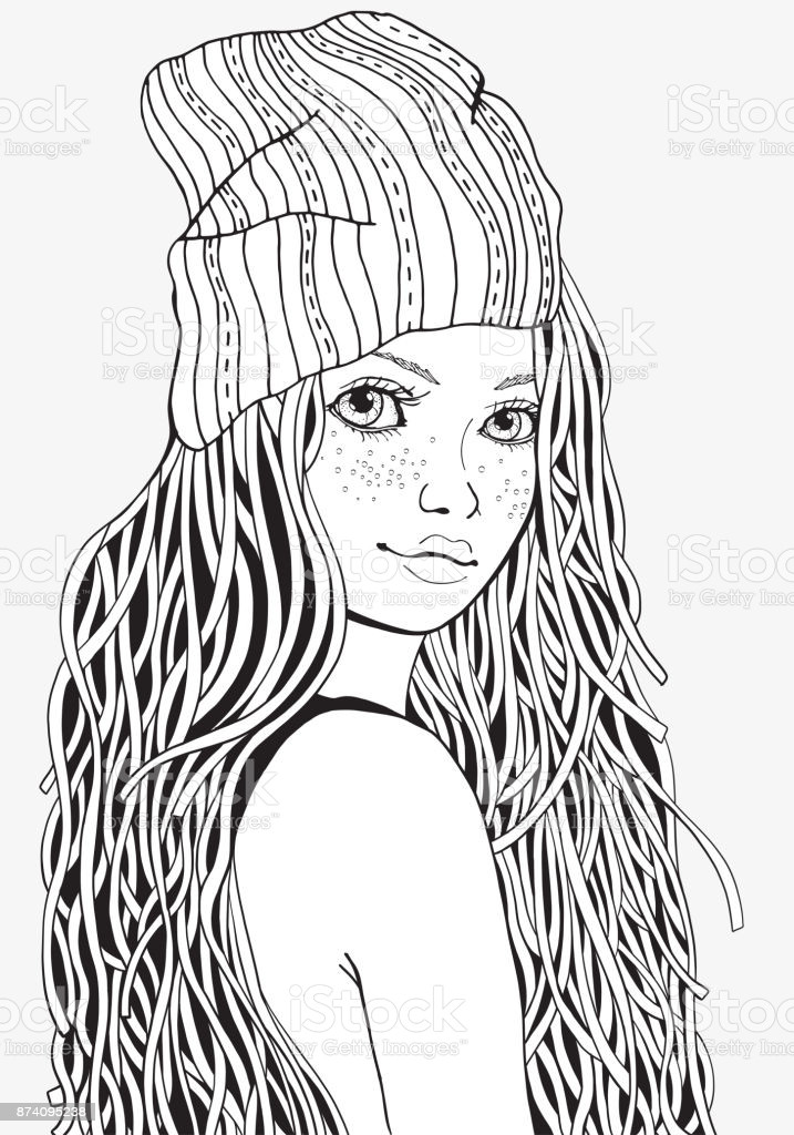 Coloring Book Pages Girls
 Cute Girl Coloring Book Page For Adult A4 Size Black And