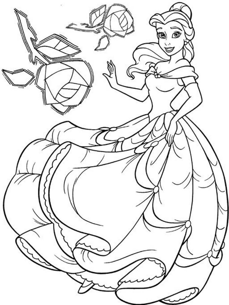 Coloring Kids
 Free Printable Belle Coloring Pages For Kids