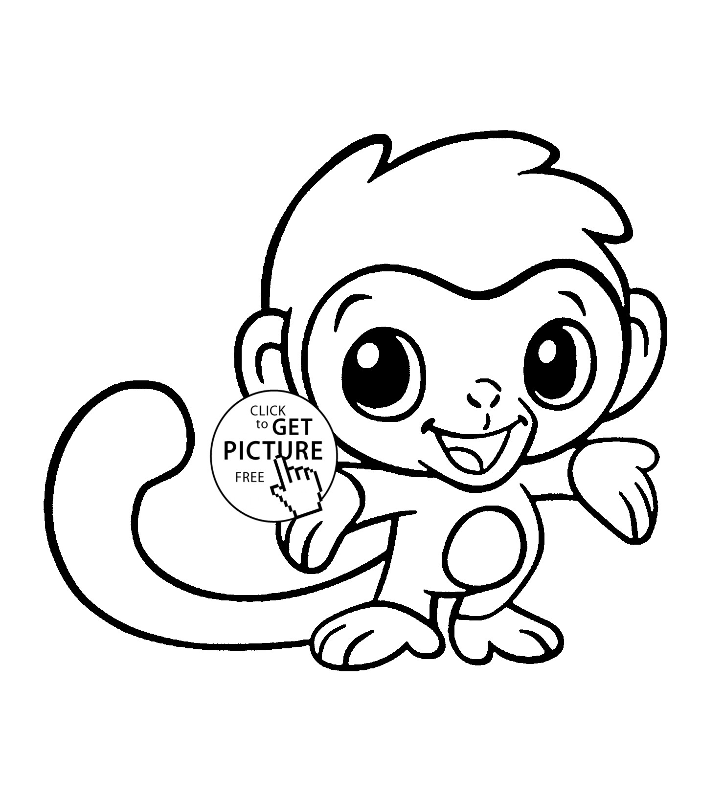 Coloring Pages Baby Animals
 Cute Baby Monkey Coloring Pages Printables Coloring Home