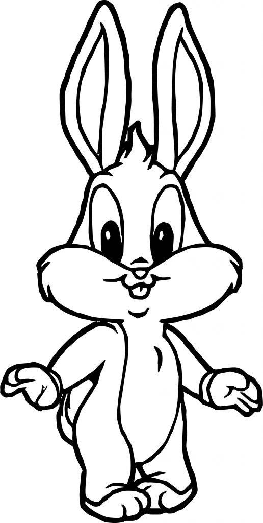 Coloring Pages Of Baby Bunnies
 Cute Front View Baby Bugs Bunny Coloring Page