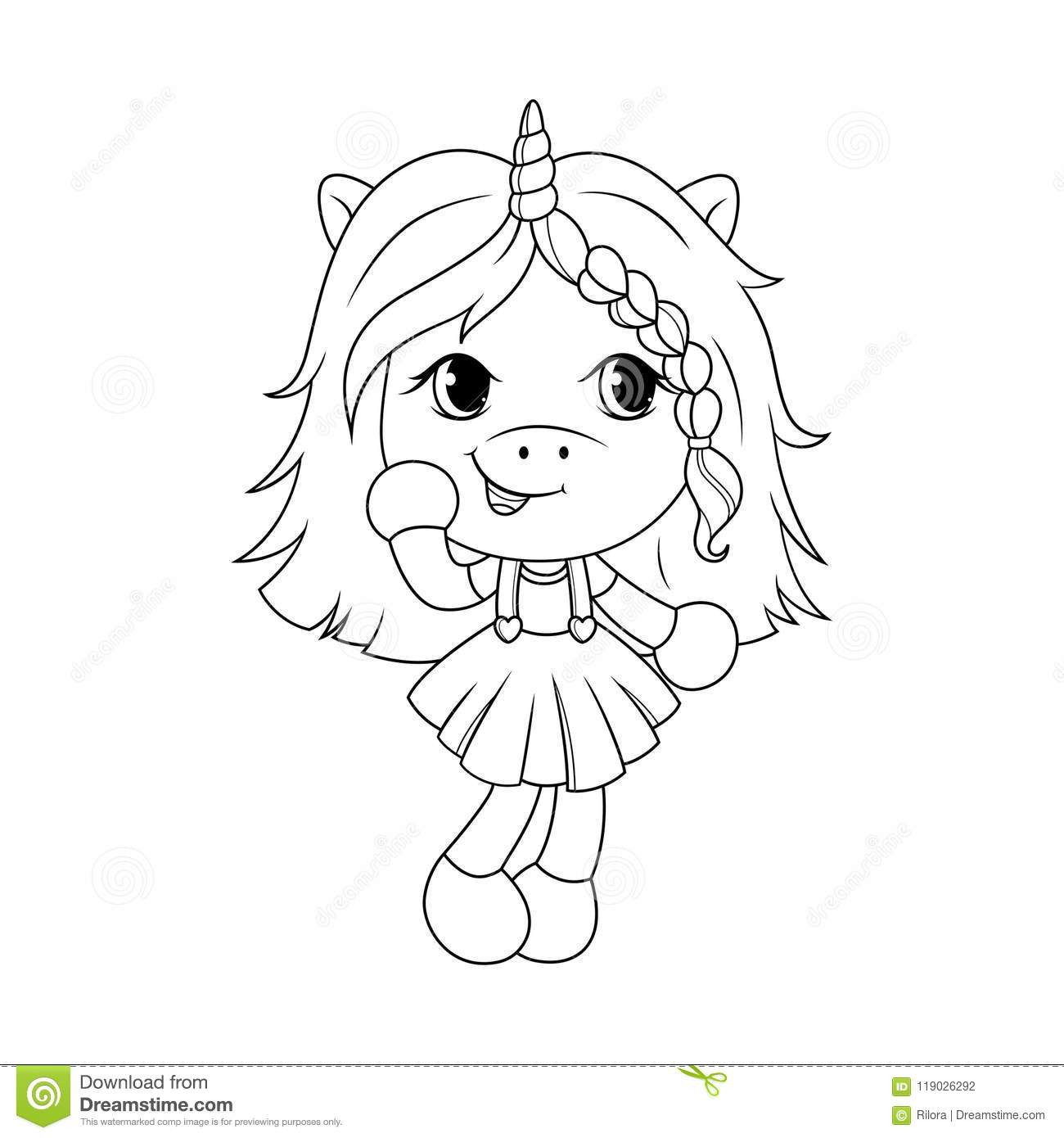 Coloring Pages Of Cute Baby Unicorns
 Cute Baby Unicorn Coloring Page For Girls Vector Stock