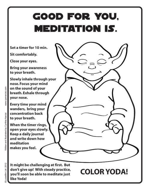 Coloring Therapy For Kids
 Yoda meditation coloring page
