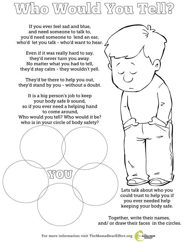 Coloring Therapy For Kids
 Who Would You Tell Free coloring page to talk about body