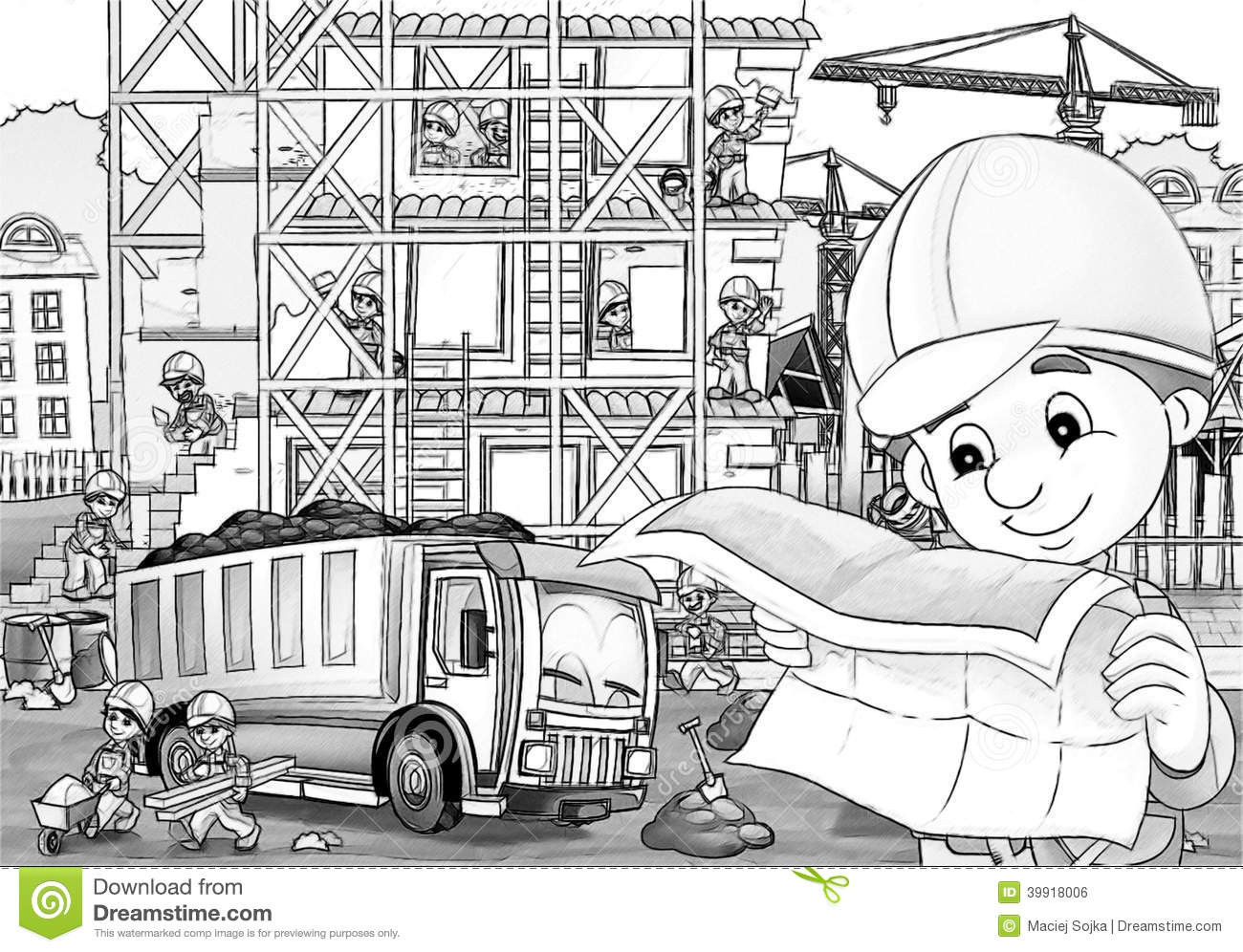 Coloring Websites For Kids
 Construction Site Coloring Page Stock Illustration