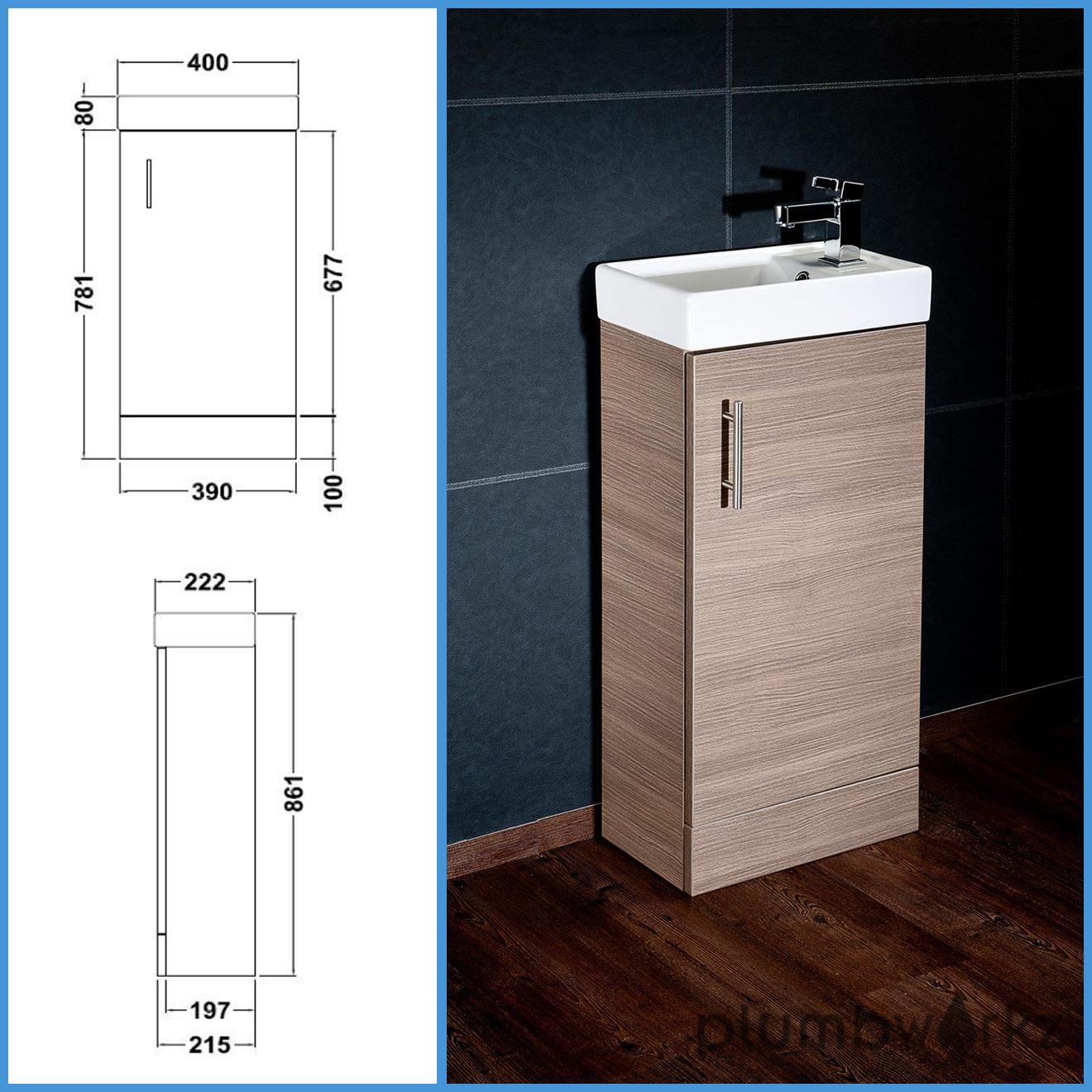 Compact Bathroom Sink
 pact Bathroom Vanity Unit & Basin Sink Vanity 400mm