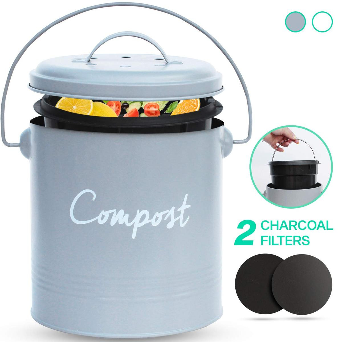 Compost Bucket For Kitchen Counter
 Stainless Steel post Bin for Kitchen Counter with