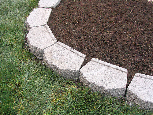 Concrete Landscape Edging Blocks
 Edging Flower Bed with Concrete Blocks
