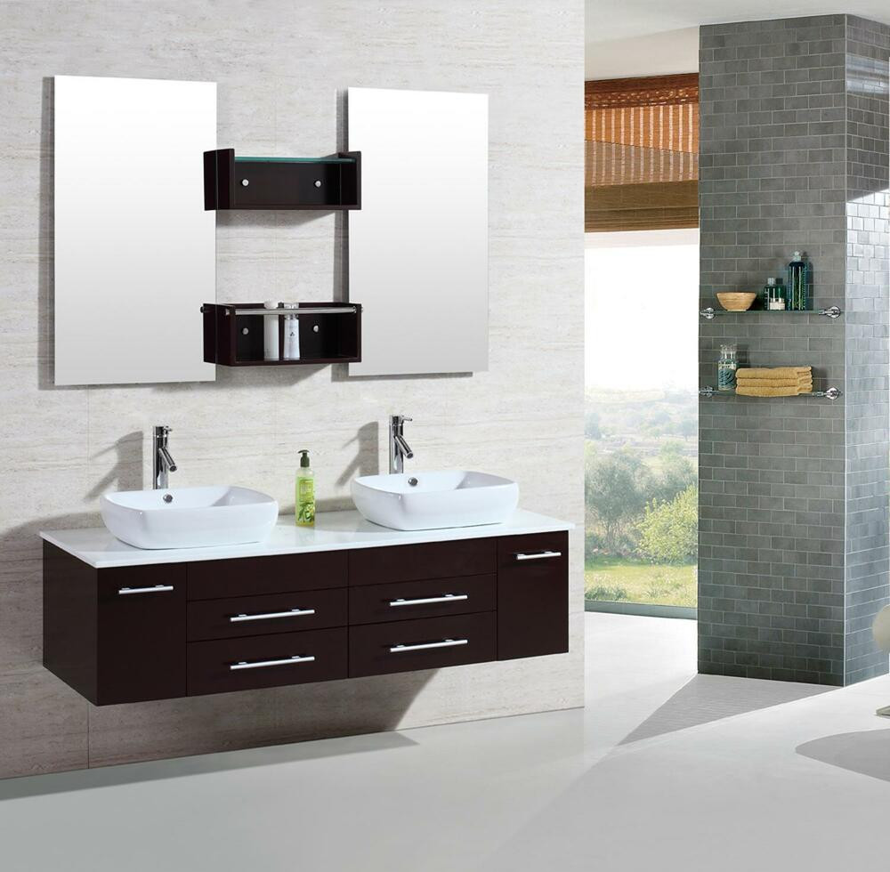 Contemporary Bathroom Cabinets
 60" Modern bathroom double vanities cabinet floating