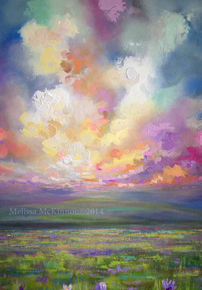 Contemporary Landscape Painting
 Colourful Prairie and Big Sky Abstract Landscape Painting