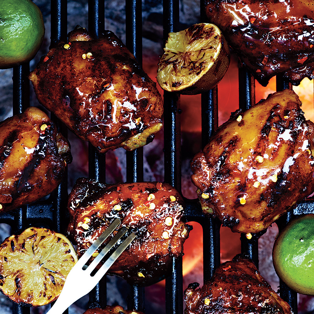 Cooking Chicken Thighs On The Grill
 Grilled Chicken Thighs with Ancho Tequila Glaze Recipe 1