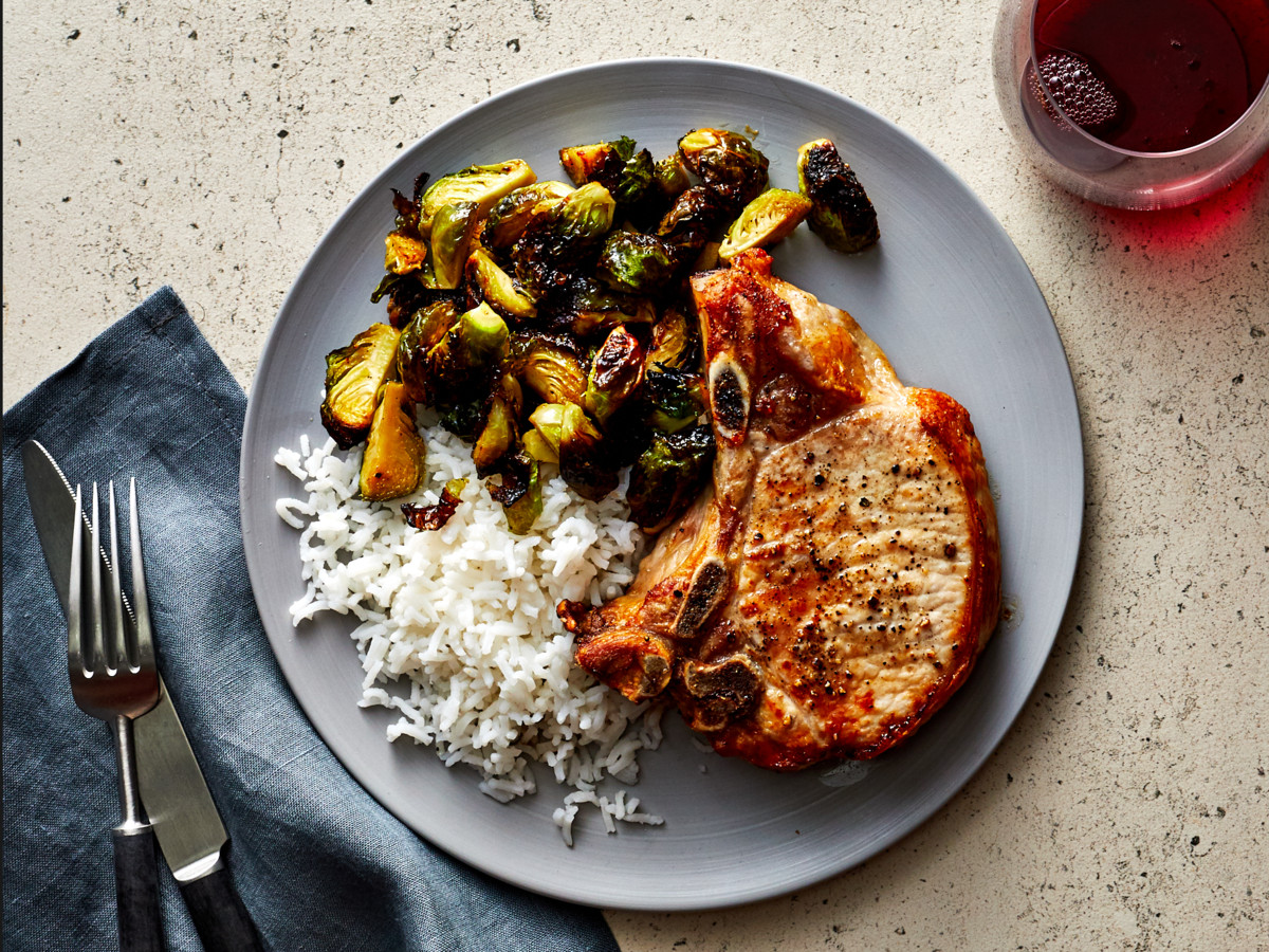 Cooks Essentials Air Fryer Pork Chops
 Air Fried Pork Chops With Brussels Sprouts Recipe