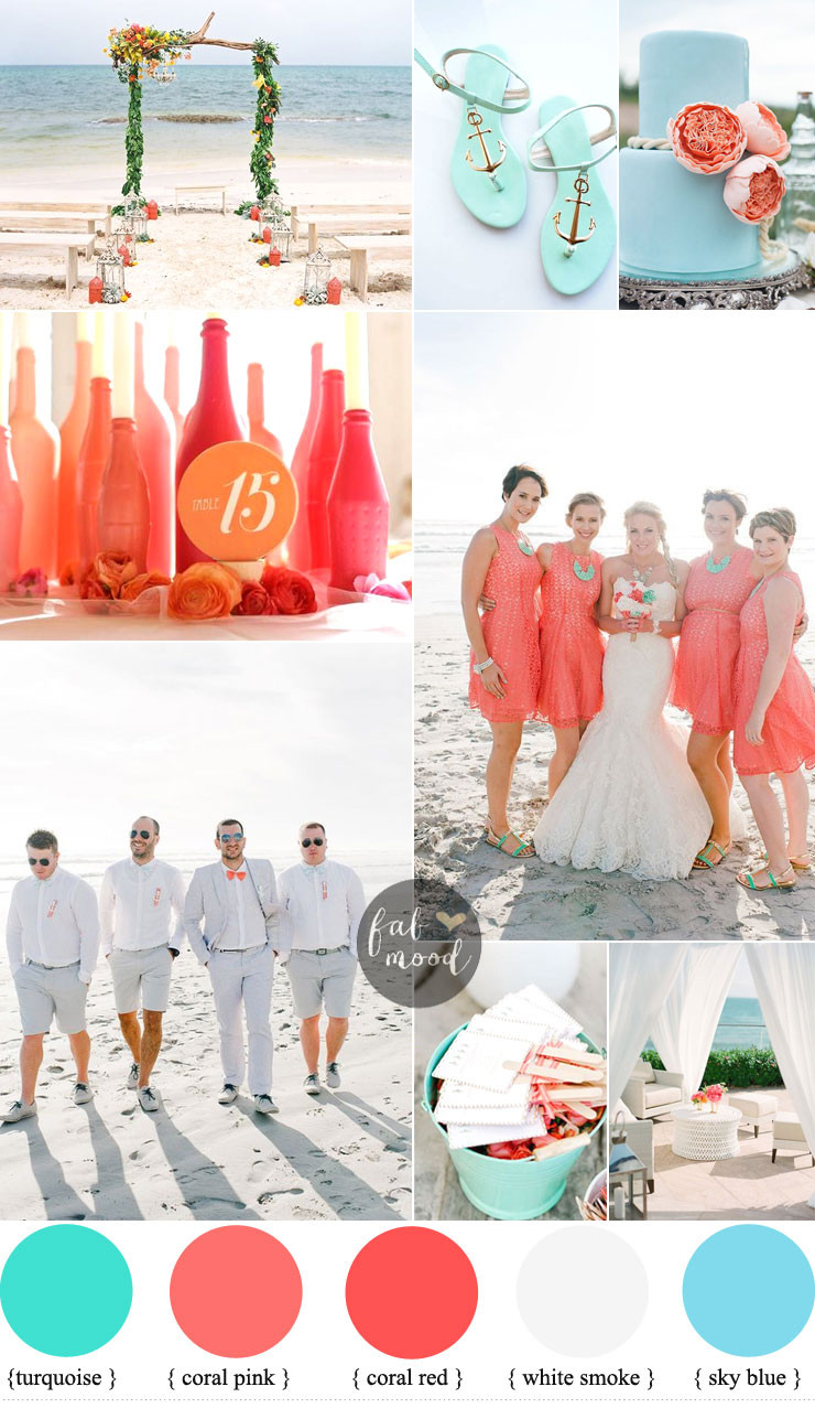 Coral Color Wedding
 Inspirational beach wedding ideas Shades of Coral