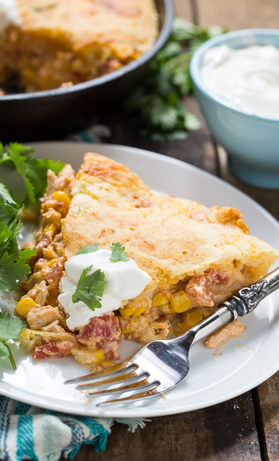 Cornbread Topped Casserole
 Mexican Chicken Casserole with Cornbread Topping