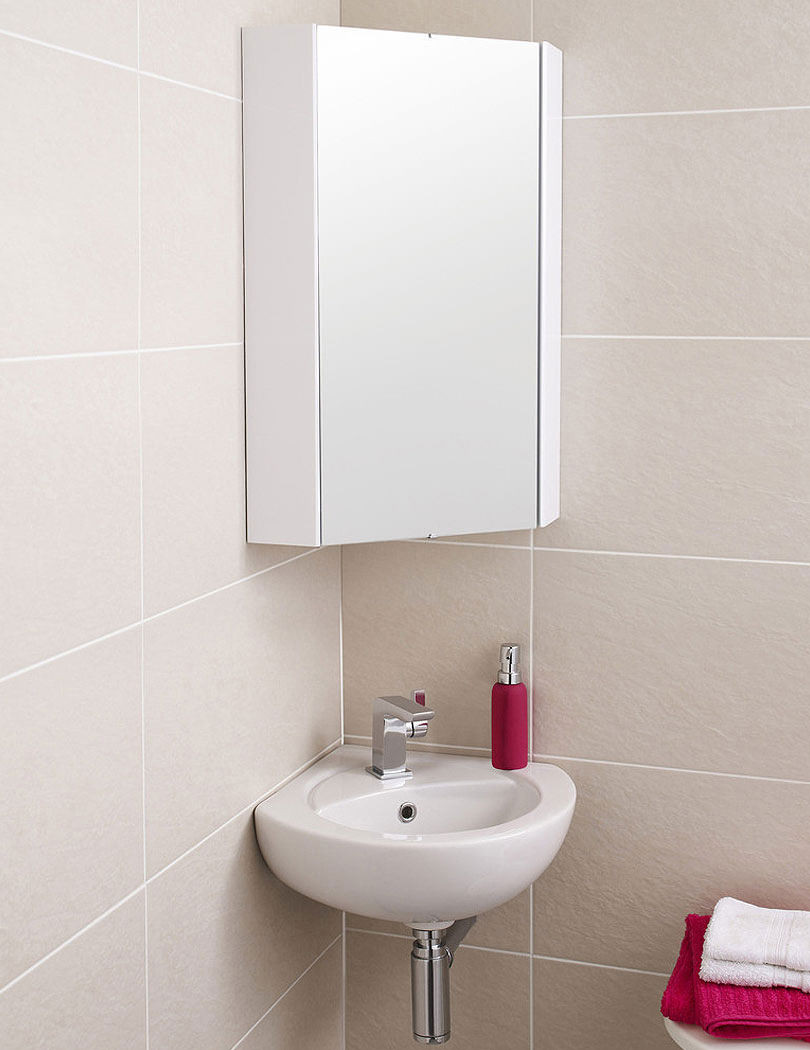 Corner Bathroom Mirror
 Premier Mayford High Gloss White 459mm Corner Mirror Cabinet