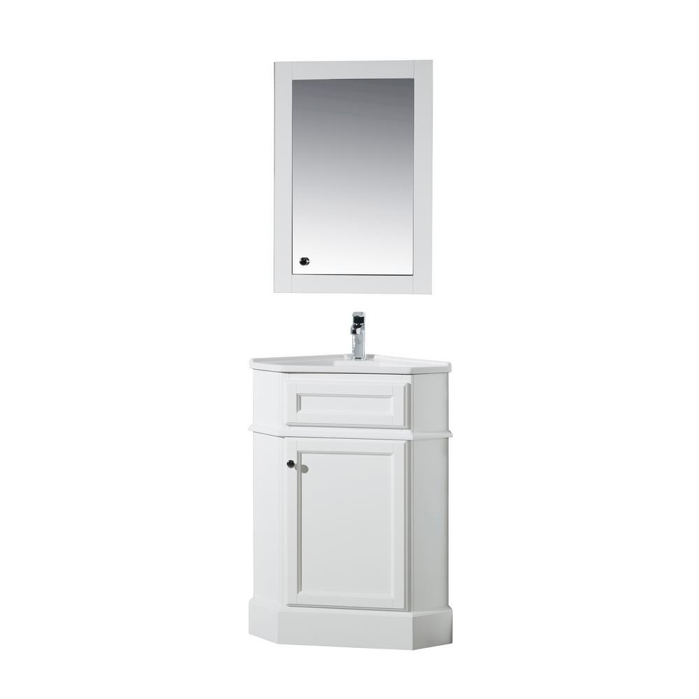 Corner Bathroom Mirror
 stufurhome Hampton 27 in W Corner Vanity in White with
