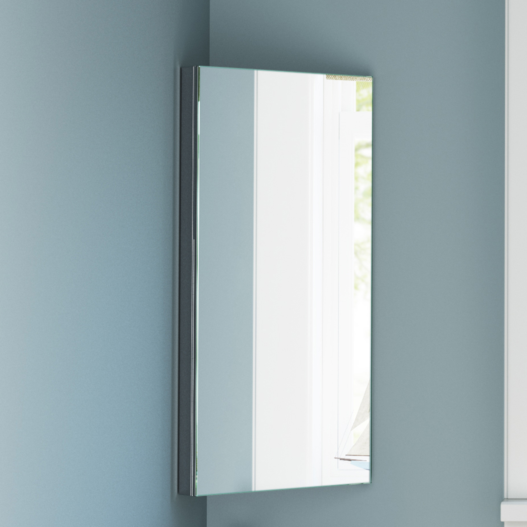 Corner Bathroom Mirror
 600x300mm Liberty Stainless Steel Corner Mirror Cabinet