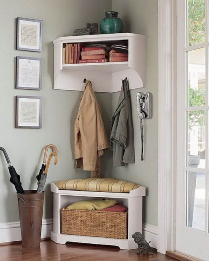 Corner Entryway Storage Bench
 30 Unique Small Entryway Ideas That Are Easy To DIY ⋆ DIY