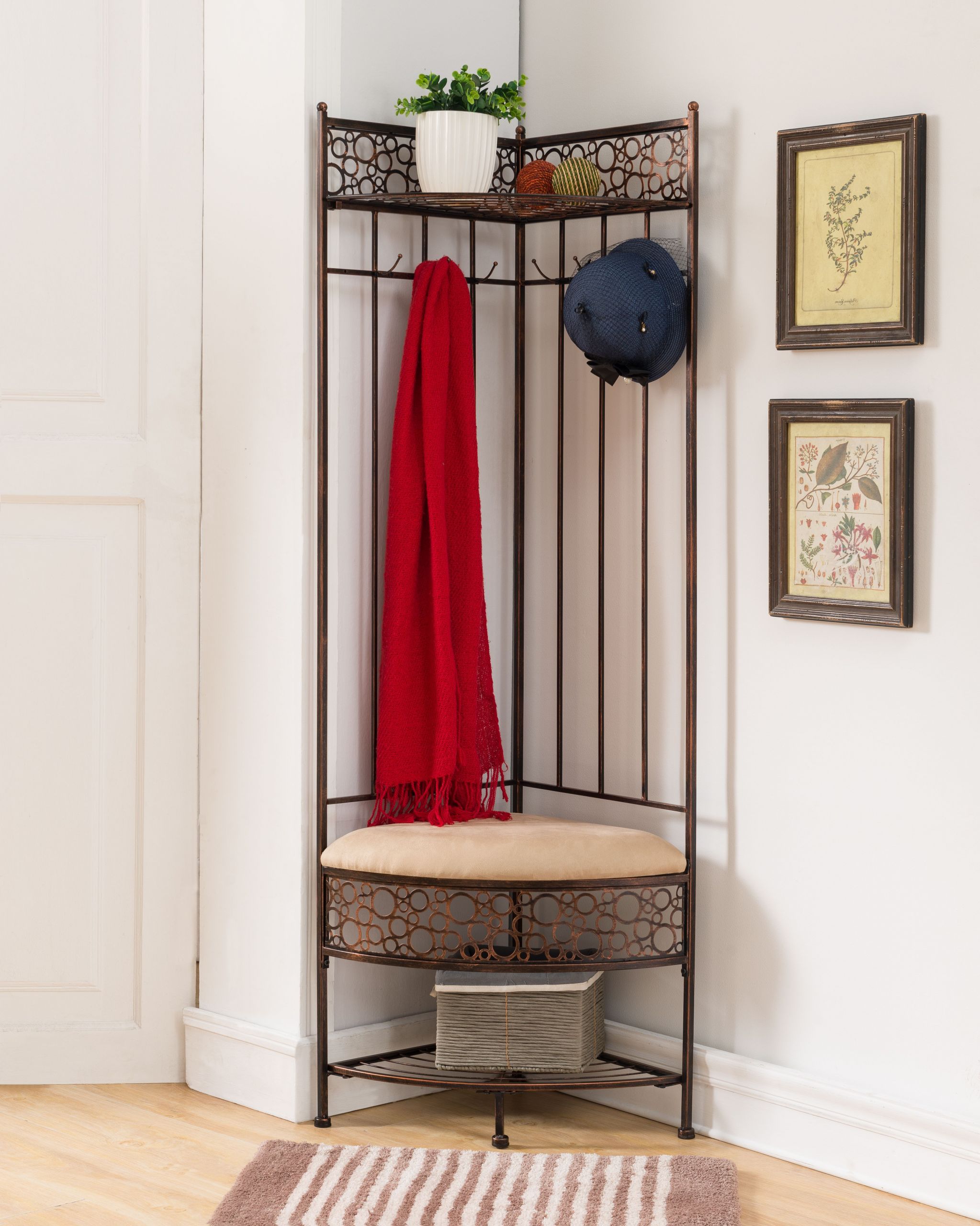 Corner Entryway Storage Bench
 Metal Corner Entryway Hallway Storage Bench Hall Tree Coat