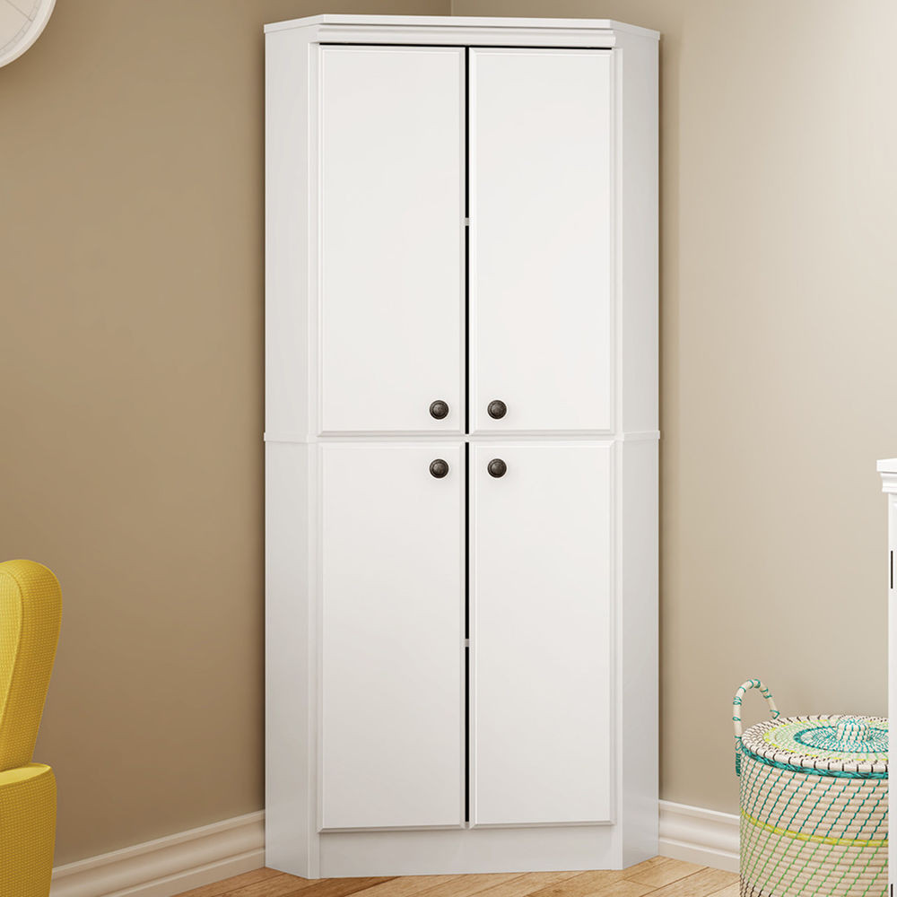 Corner Storage Cabinet For Bedroom
 White Wardrobe Armoire Storage Closet Wood Clothes Cabinet