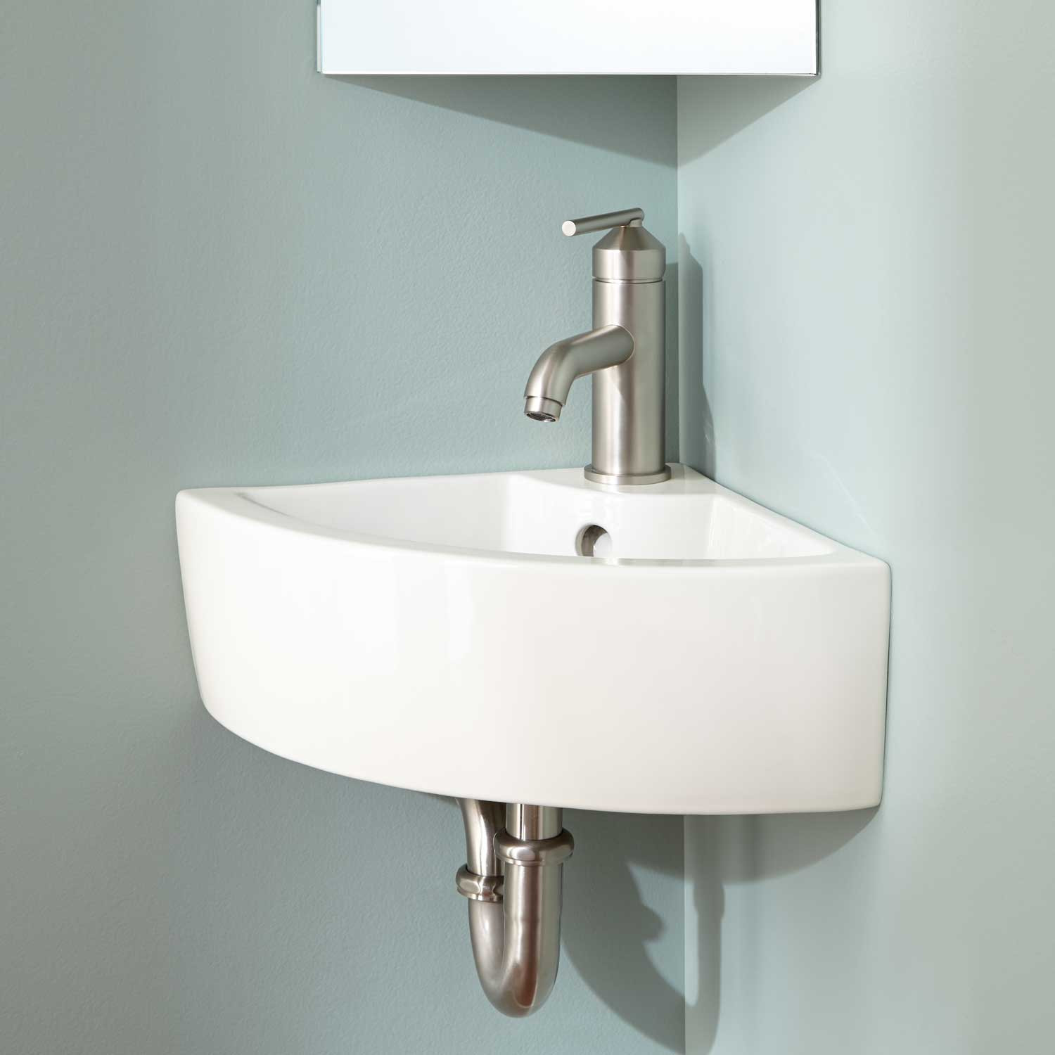 Corner Wall Mount Bathroom Sinks
 Signature Hardware Amelda Wall Mount Corner Bathroom Sink