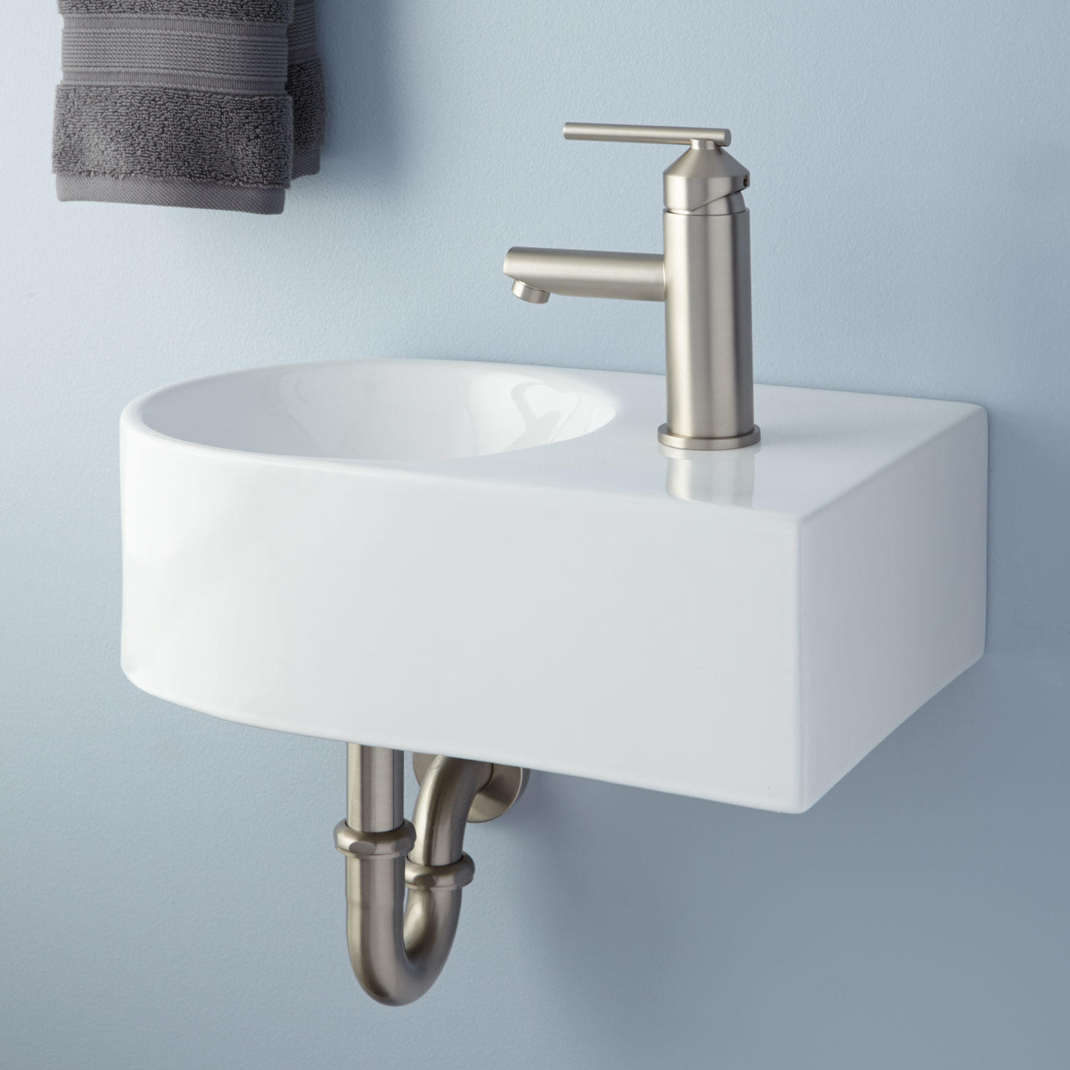 Corner Wall Mount Bathroom Sinks
 Hynek Wall Mount Bathroom Sink Left Corner Counter