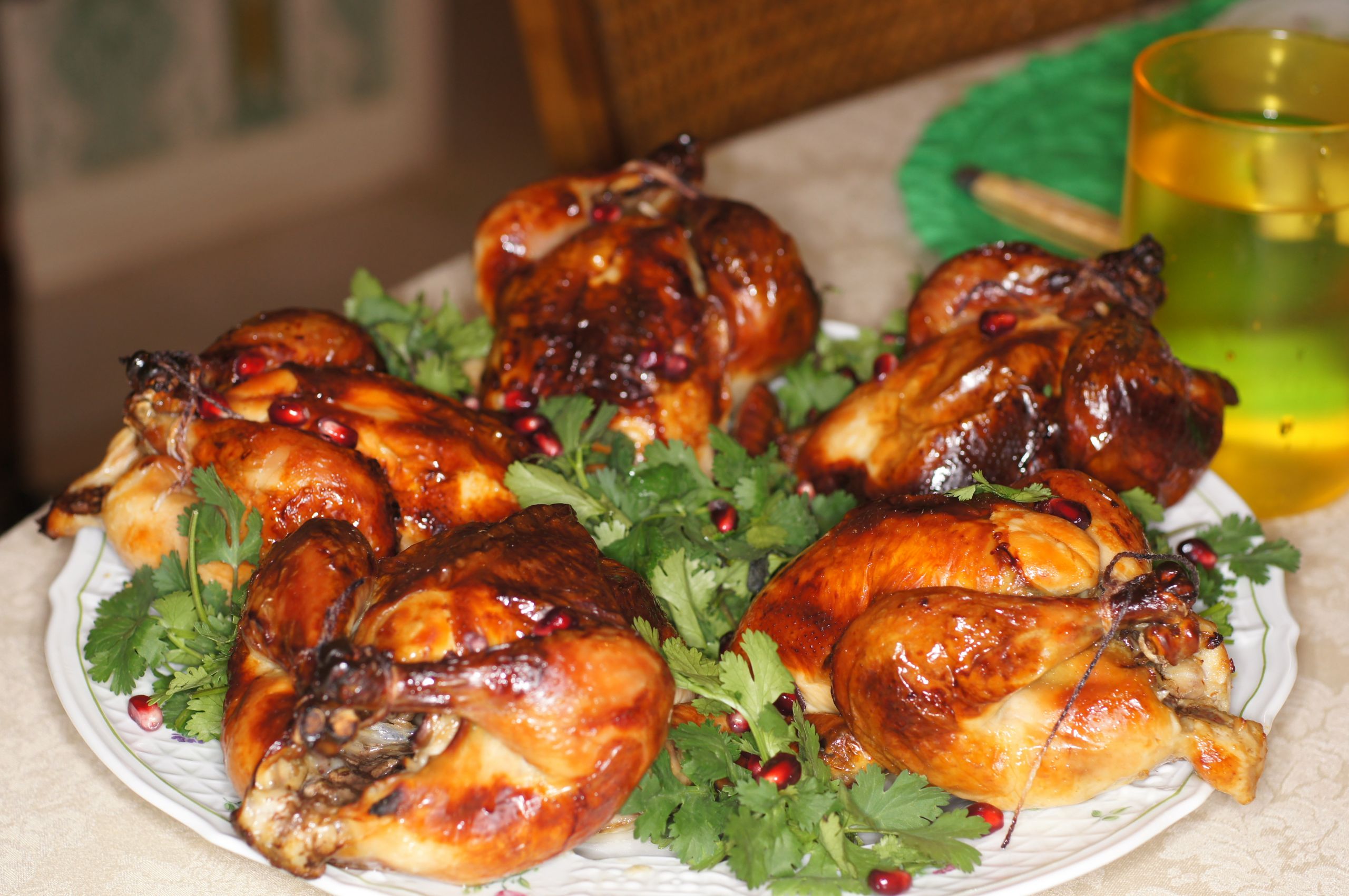 Cornish Game Hens Recipe
 Roasted Brined Cornish Game Hens with Pomegranate Sauce