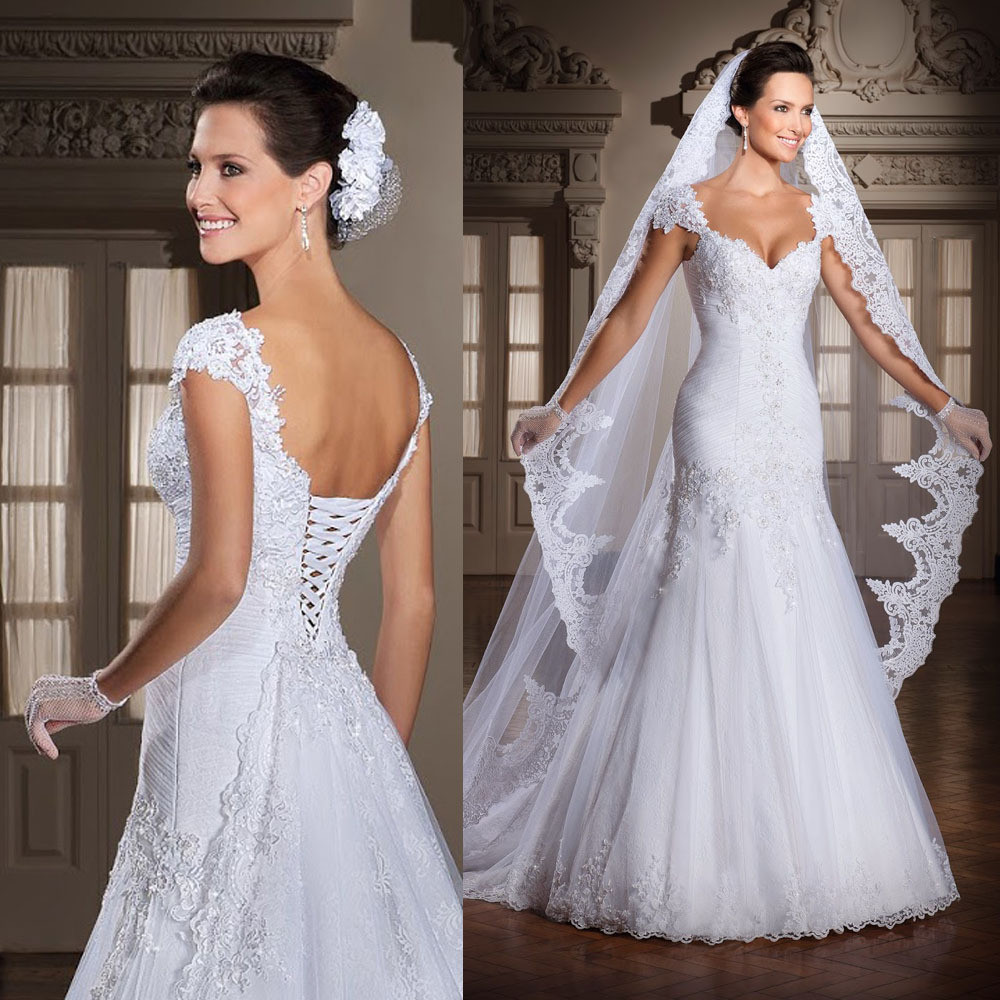 Corset Wedding Gown
 Aliexpress Buy White Cap Sleeve Lace Wedding Dress