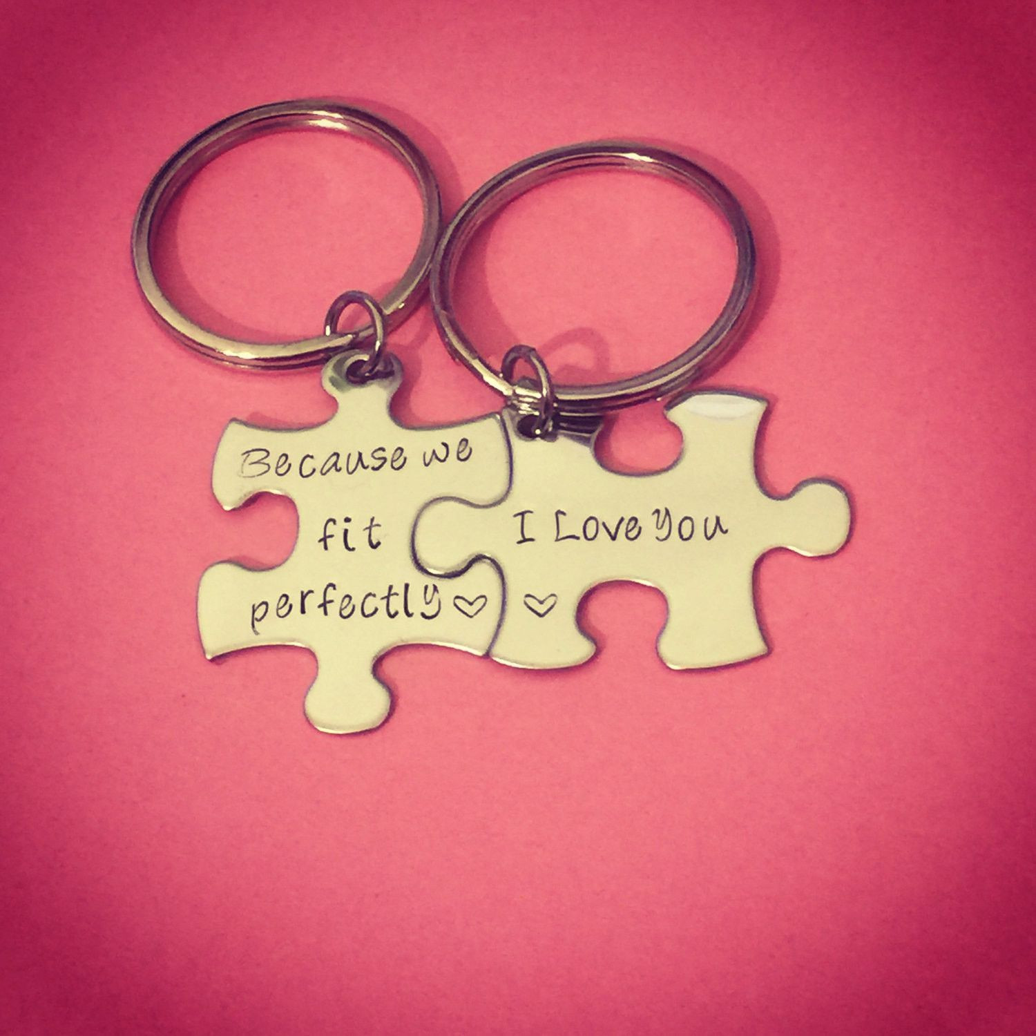 Couple Gift Ideas Your Boyfriend
 Because we fit perfectly i love you Couples Keychains
