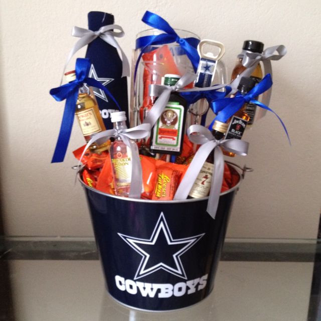Cowboys Fan Gift Ideas
 Drink basket I made this for my husband for valentines
