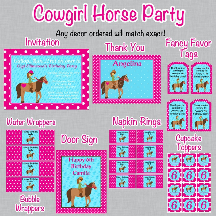 Cowgirl Birthday Invitations
 Cowgirl Birthday Invitation Printable or Printed