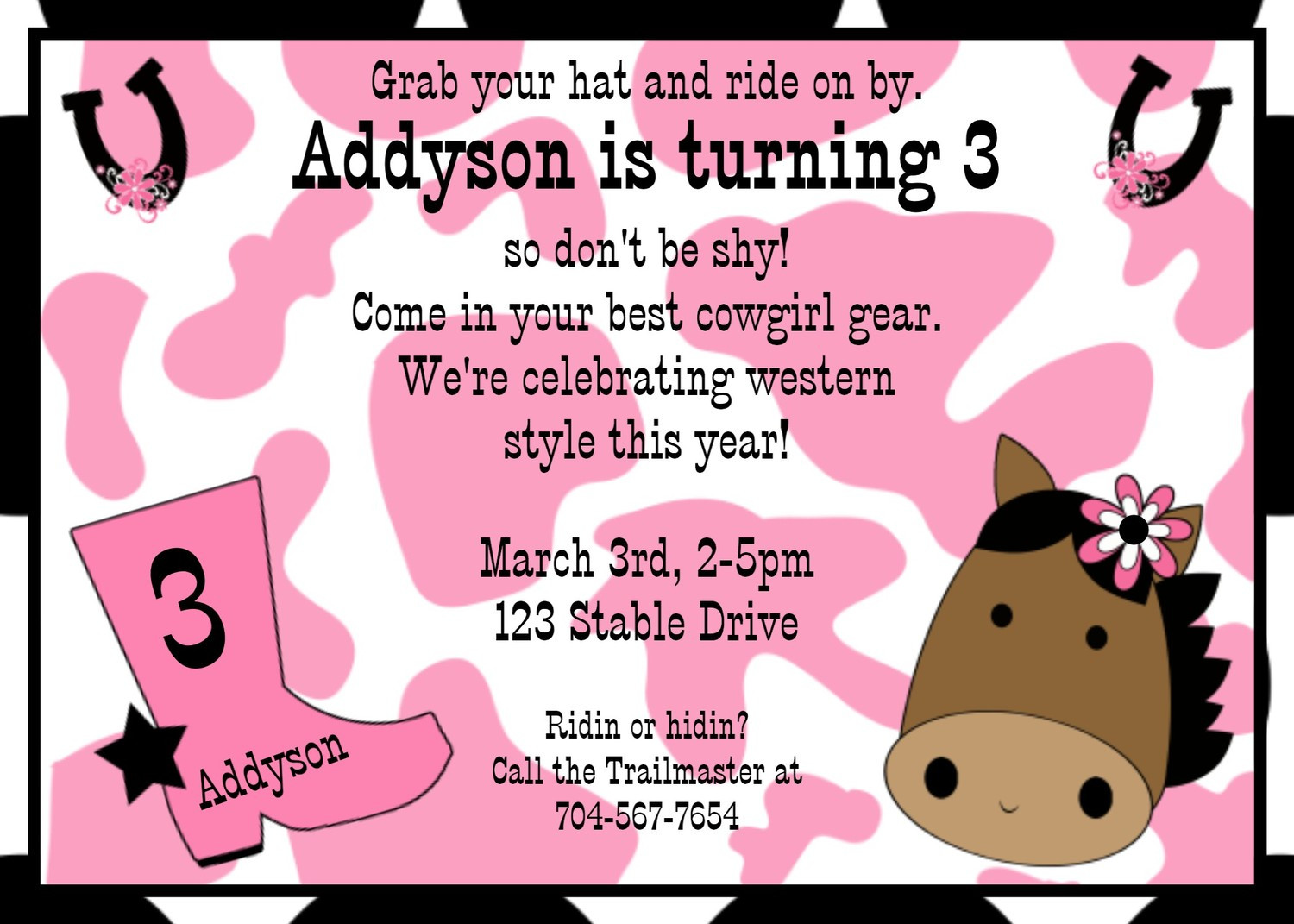 Cowgirl Birthday Invitations
 Cowgirl Birthday Party Invitations – Bagvania FREE