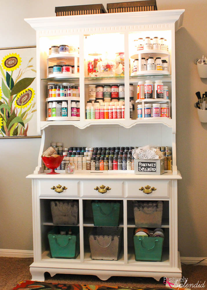 Craft Organization Ideas
 Craft Storage Center from and Old Hutch