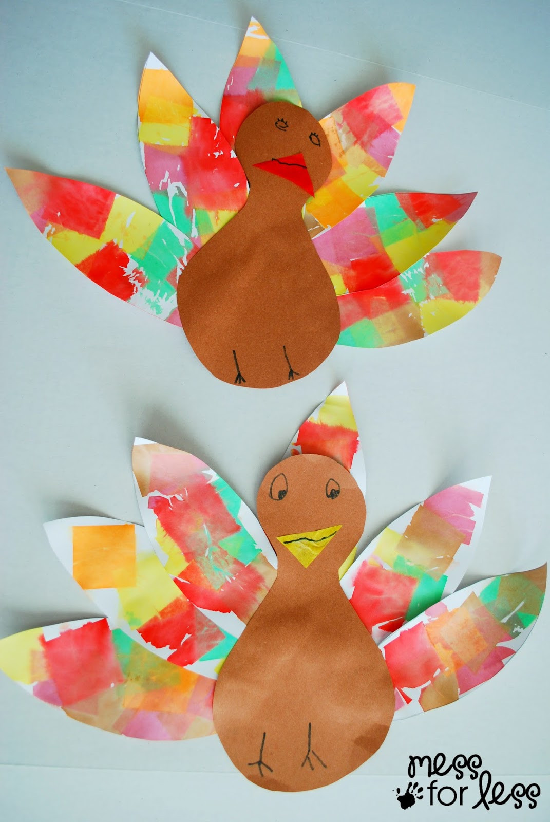 Crafting With Kids
 Tissue Paper Turkey Craft Mess for Less