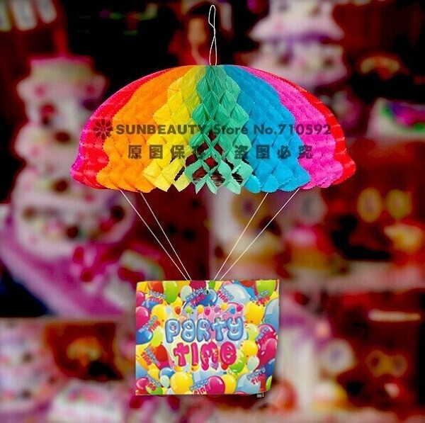 Crafts For Kids Party
 Innovative Rainbow Paper Parachute Drop Decor Garland