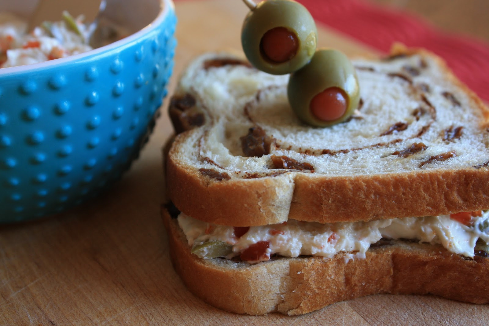Cream Cheese And Olive Sandwiches
 Cora Cooks Cream Cheese and Olive Sandwich on Raisin Bread