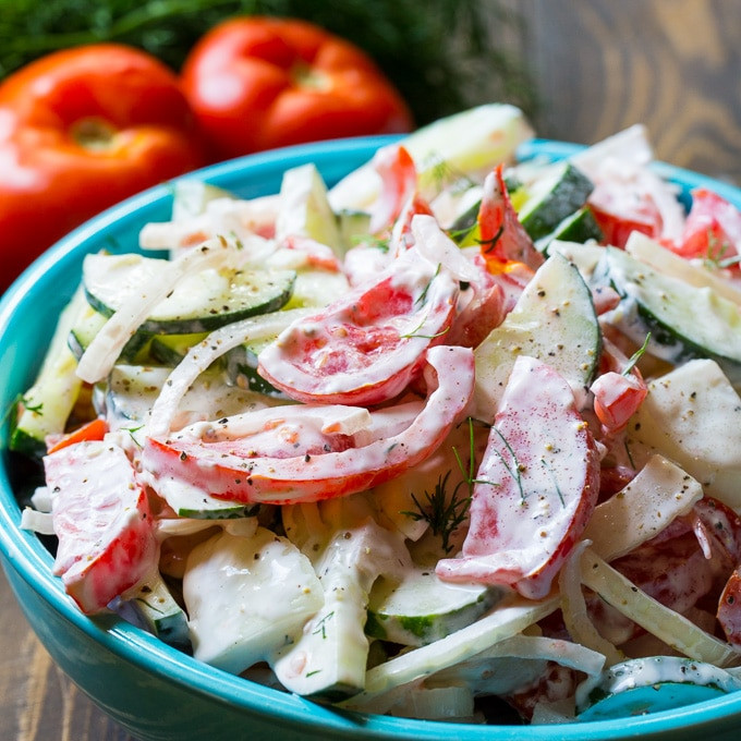Creamy Cucumber Tomato Salad
 Creamy Tomato and Cucumber Salad Spicy Southern Kitchen