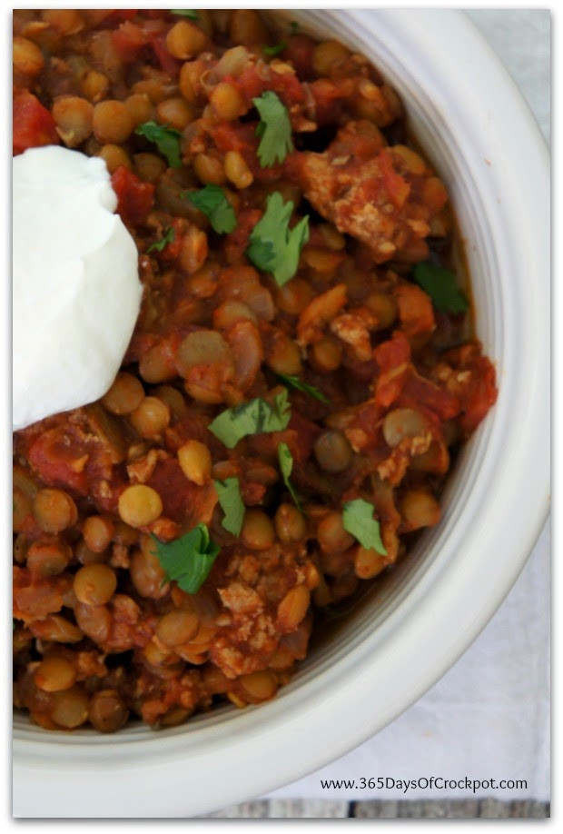 Crock Pot Turkey Chili Recipe
 Slow Cooker Healthy Turkey Lentil Chili 365 Days of Slow