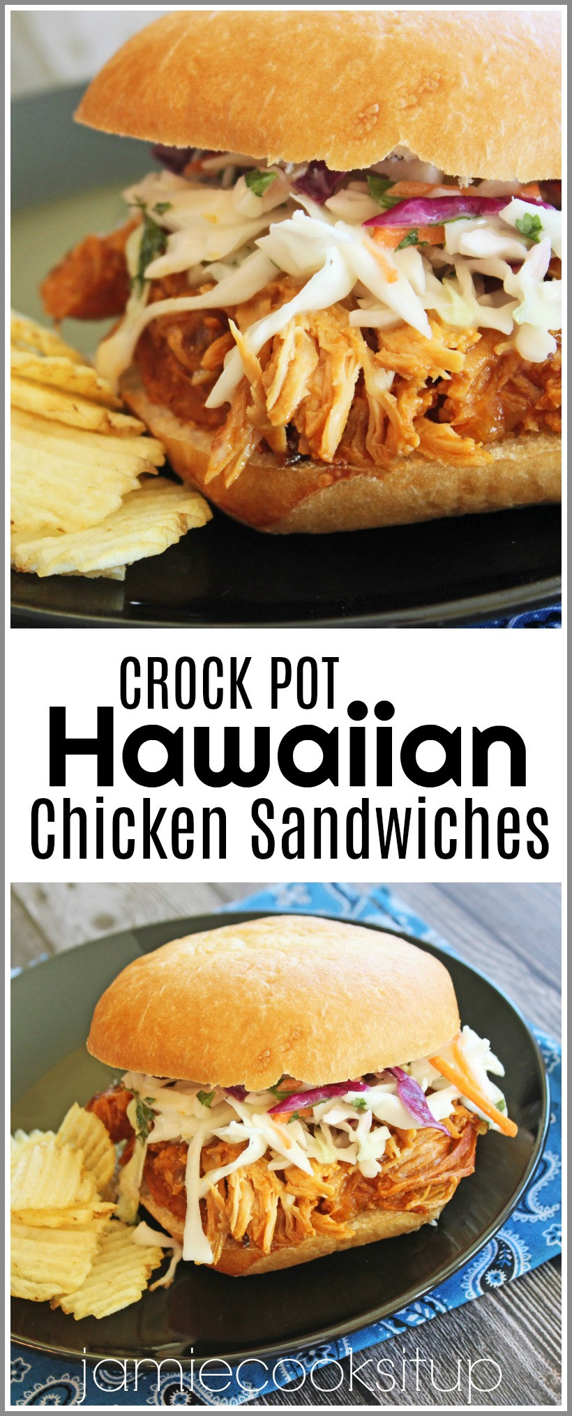 Crockpot Chicken Sandwiches
 Crock Pot Hawaiian Chicken Sandwiches