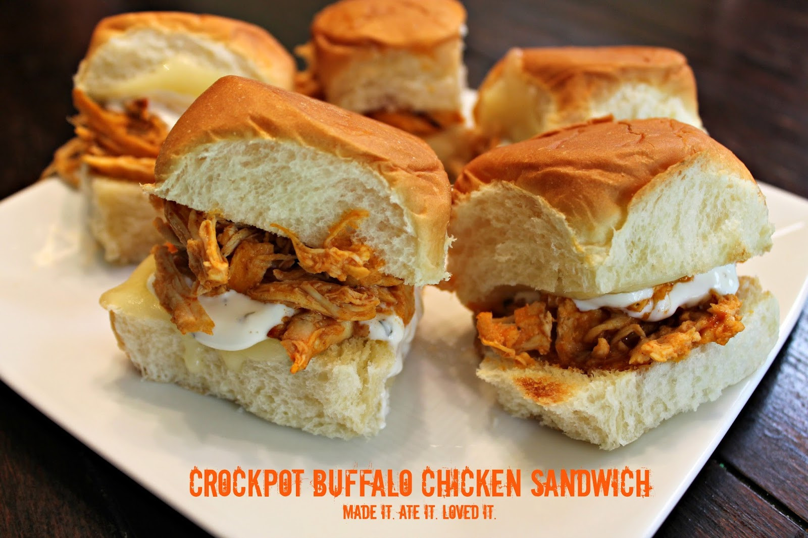 Crockpot Chicken Sandwiches
 Crockpot Buffalo Chicken Sandwich – Made It Ate It Loved It