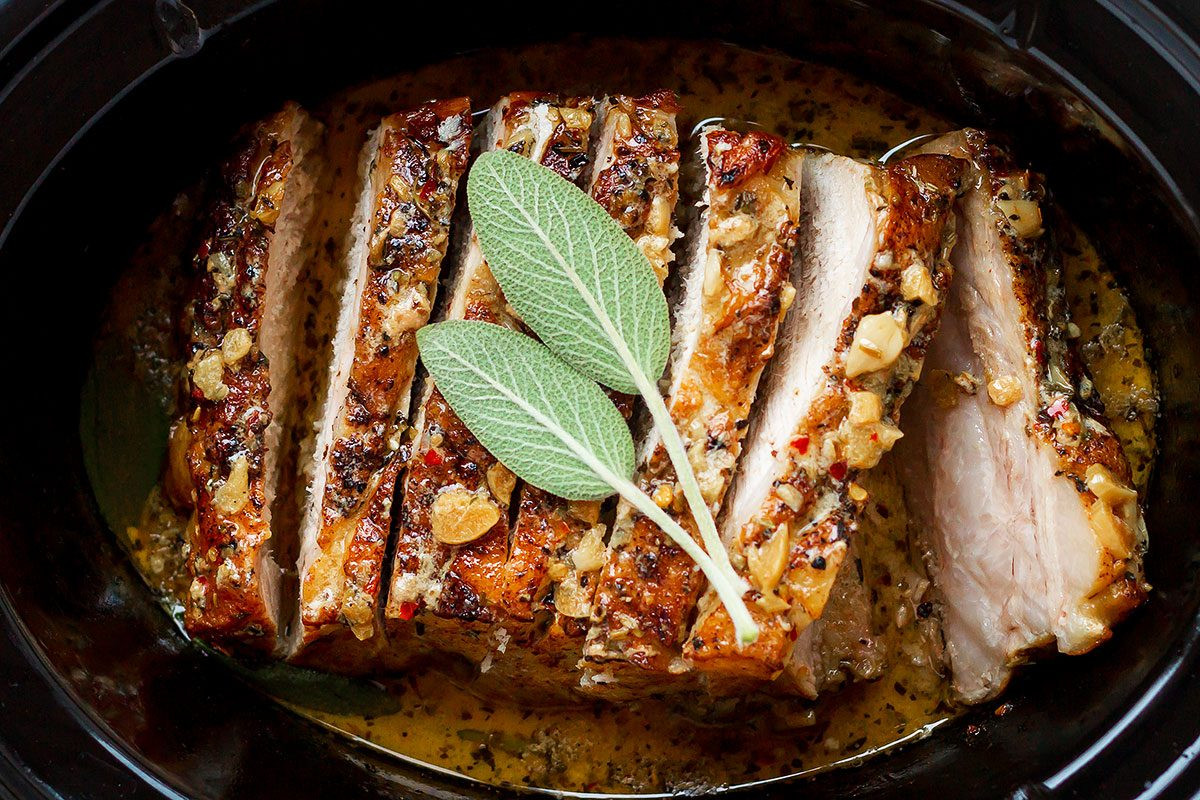 Crockpot Recipes Pork Loin
 Crockpot Pork Loin in Creamy Garlic Sauce — Eatwell101