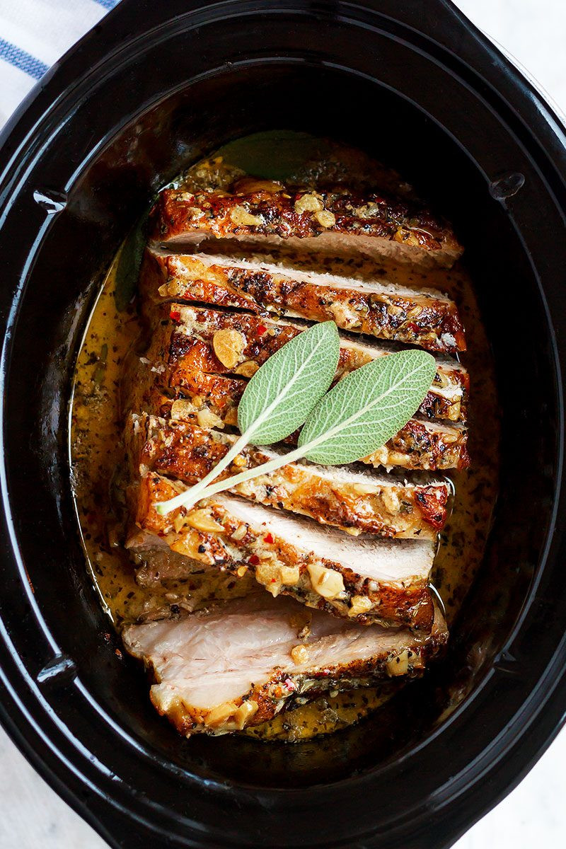 Crockpot Recipes Pork Loin
 Crockpot Pork Loin in Creamy Garlic Sauce — Eatwell101