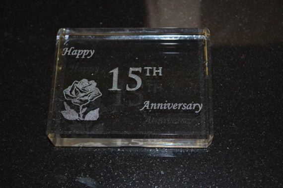 Crystal Anniversary Gift Ideas
 15 year Anniversary Crystal Paperweight Gift with Happy 15th