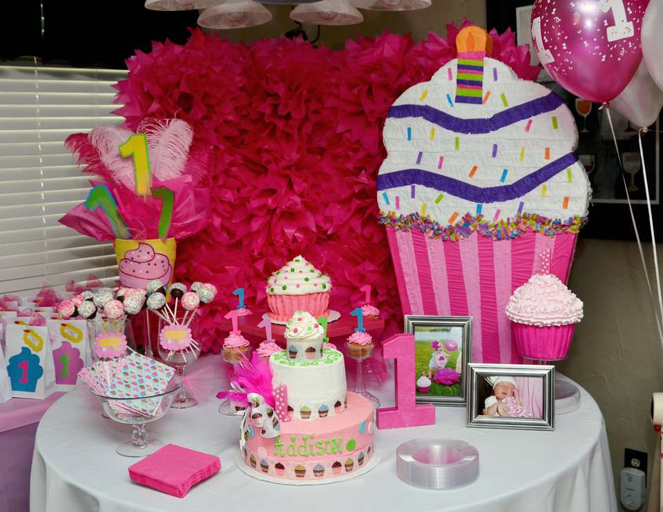 Cupcake Themed Birthday Party
 Cupcakes Birthday "Addison s 1st Cupcake Birthday Party