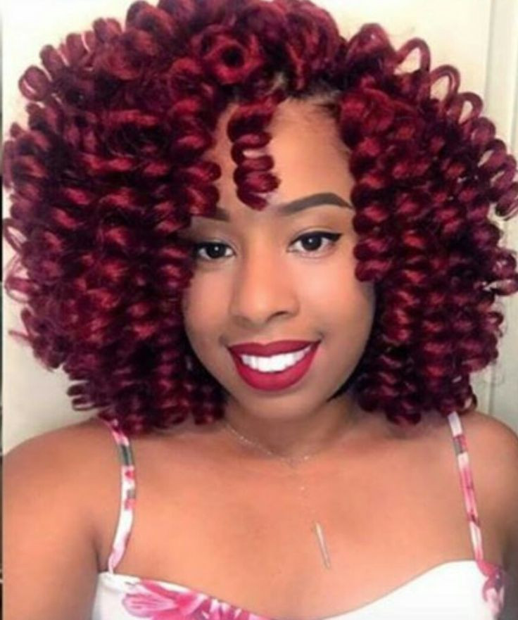 Curly Crochet Braid Hairstyles
 Red dyed curly crochet braids hairstyle