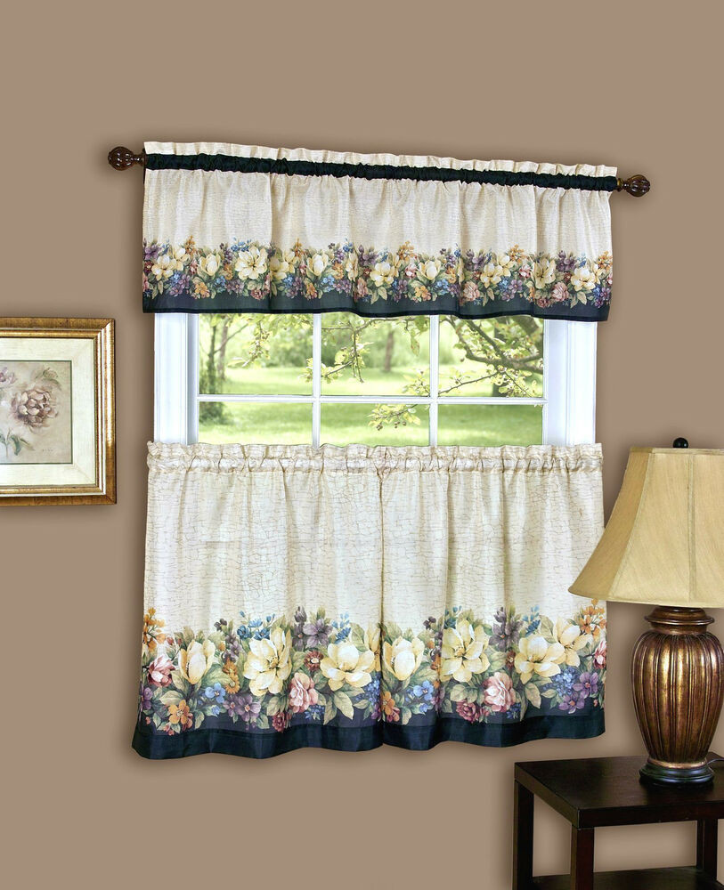 Curtain Kitchen Window
 Antique Floral™ Kitchen Curtain Tier and Valance Set By