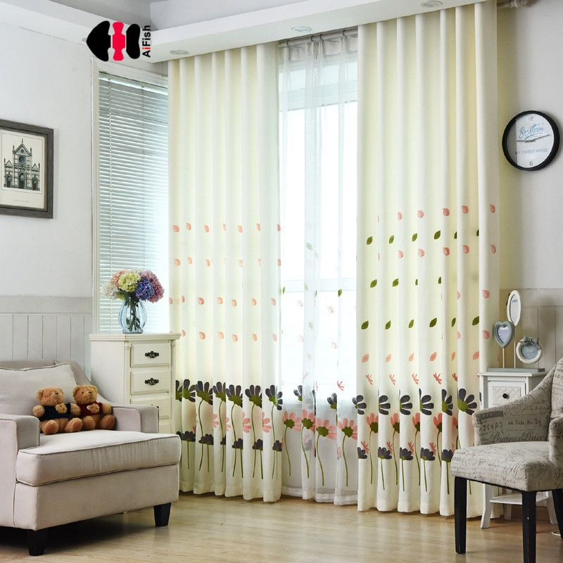 Curtains For Kids Room
 Floral Embroidered Blackout Curtains for Living Room