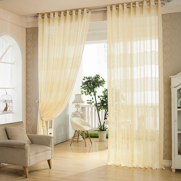 Curtains For Living Room Windows
 2 Panel European Style Jacquard Breathable Voile Sheer
