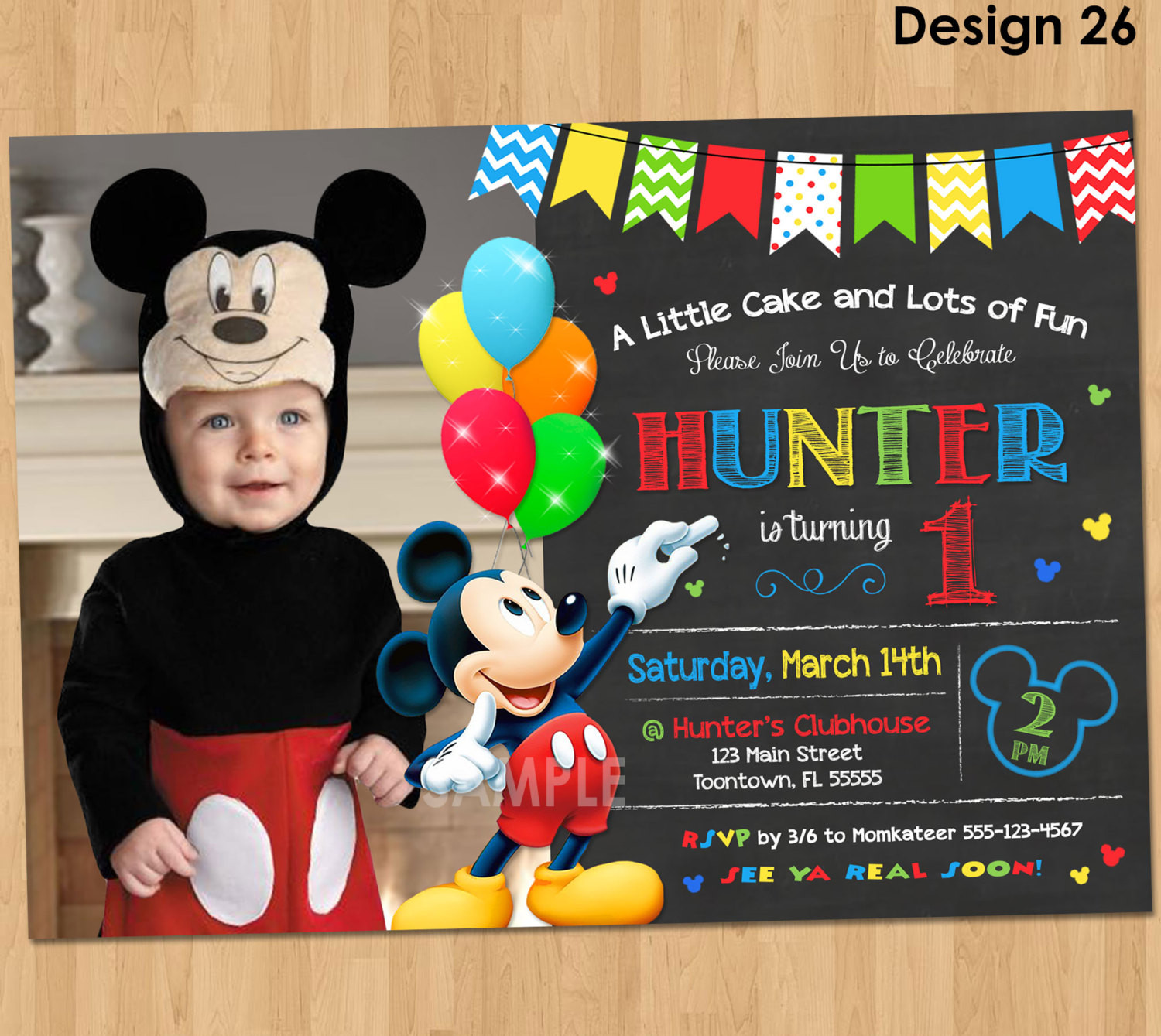 Custom Mickey Mouse Birthday Invitations
 Mickey Mouse Invitation Birthday Mickey Mouse 1st Birthday